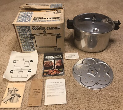 Super Clean Vintage Presto 13 Qt Aluminum Pressure Cooker Canner W/ Box  Manual