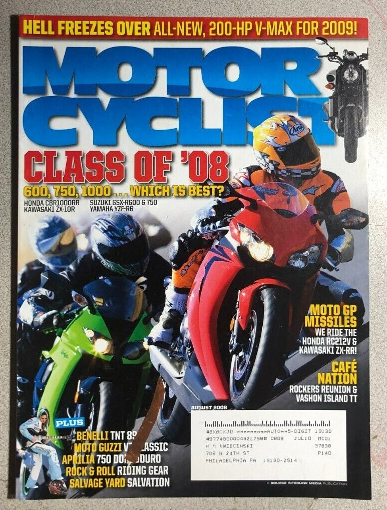 MOTORCYCLIST motorcycle magazine August 2008 | eBay UK