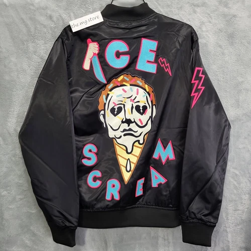 Roku Studio 'Ice Scream' Black Satin Bomber Jacket Sz 3XL/2XL Runs Smaller  image 2