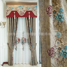 American bedroom coffee Jacquard cloth blackout curtain tulle valance drape C951