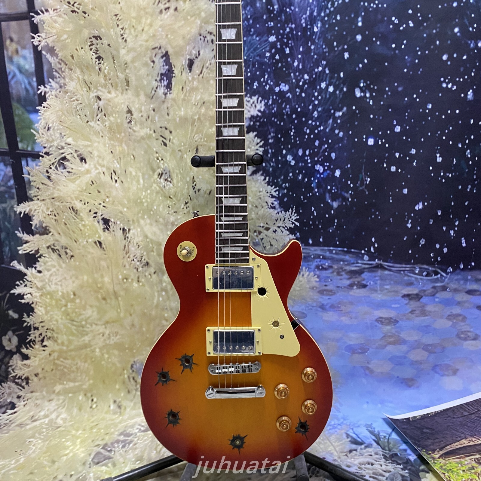 LP bullet hole style electric guitar custom tune-o-matic Bridge US shipping