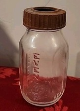 Vintage Evenflo Glass Baby Bottle 4 oz Clear Made in USA  Nursematic Ring Lid
