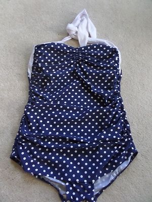 NWT Girlhowdy Sandy Frock Halter Style 1pc Swimsuit Size 16W Blue White