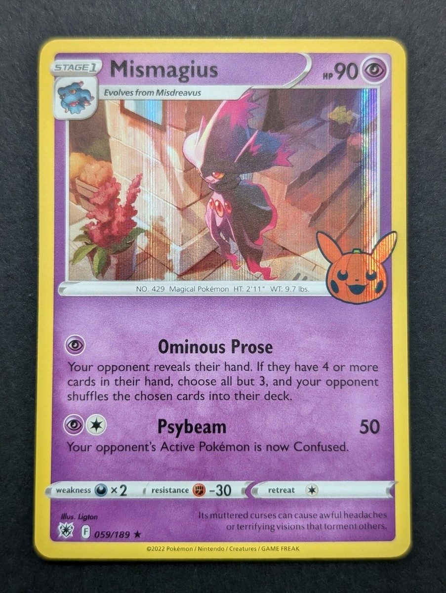 👻🔥Pokémon TCG Halloween Trick Or Trade Mismagius #59/189 Holo Rare🧟🔥
