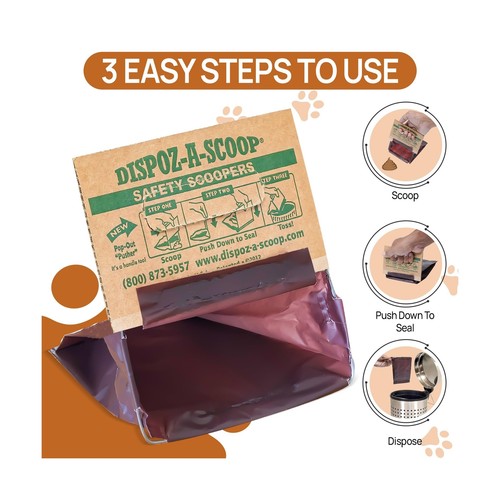 Dispoz-A-Scoop "Scoop-Seal-Dispose” Dog Pooper Scooper with Bag Attachment - Picture 3 of 7
