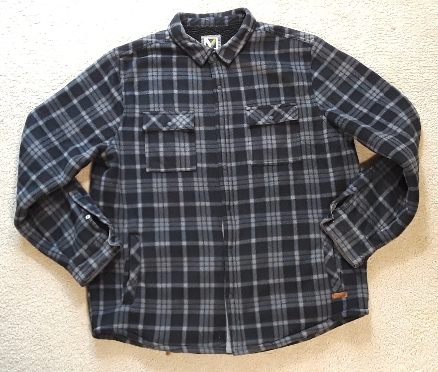 Voyager Fleece Flannel Sherpa Lined Black Plaid Shirt Jacket Mens