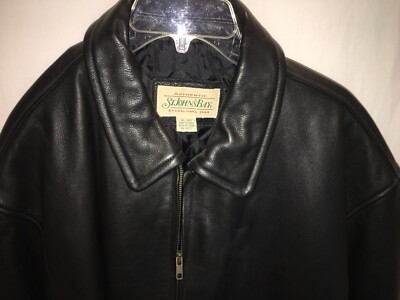 MENS ST JOHNS BAY LINED Black Leather Jacket HEAVY BIKER ZIP FRONT