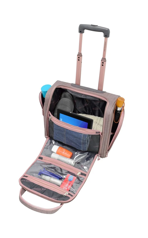 LONDON FOG Newcastle 15-Inch Underseater, Telescoping Handles, Rose Charcoal ... - Image 2 of 4