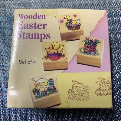 Wooden Easter Stamps - Bunny Duck Chick Easter Lilly s 