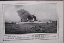 1915 WWI WW1 PRINT GERMAN BATTLE CRUISER MOLTKE - SUNK BY BRITISH SUBMARINE