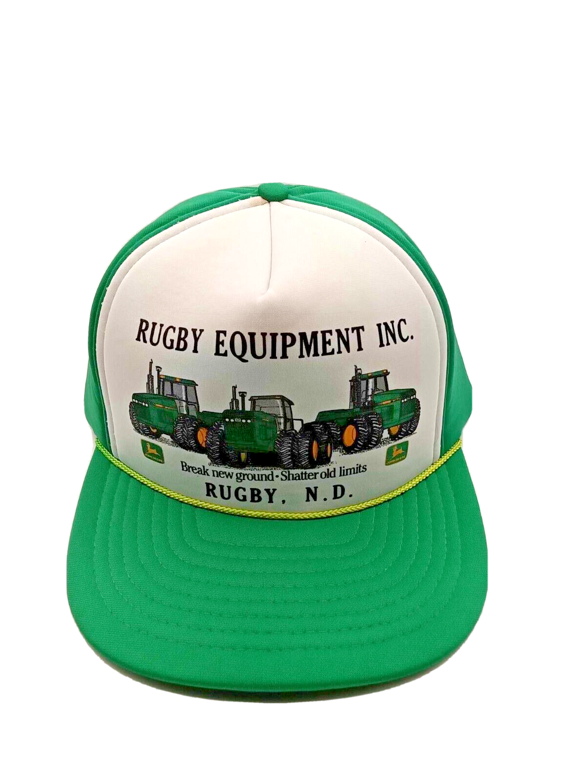 VTG John Deere Rugby Equipment Inc. Rugby N.D. Trucker hat Cap Snapback