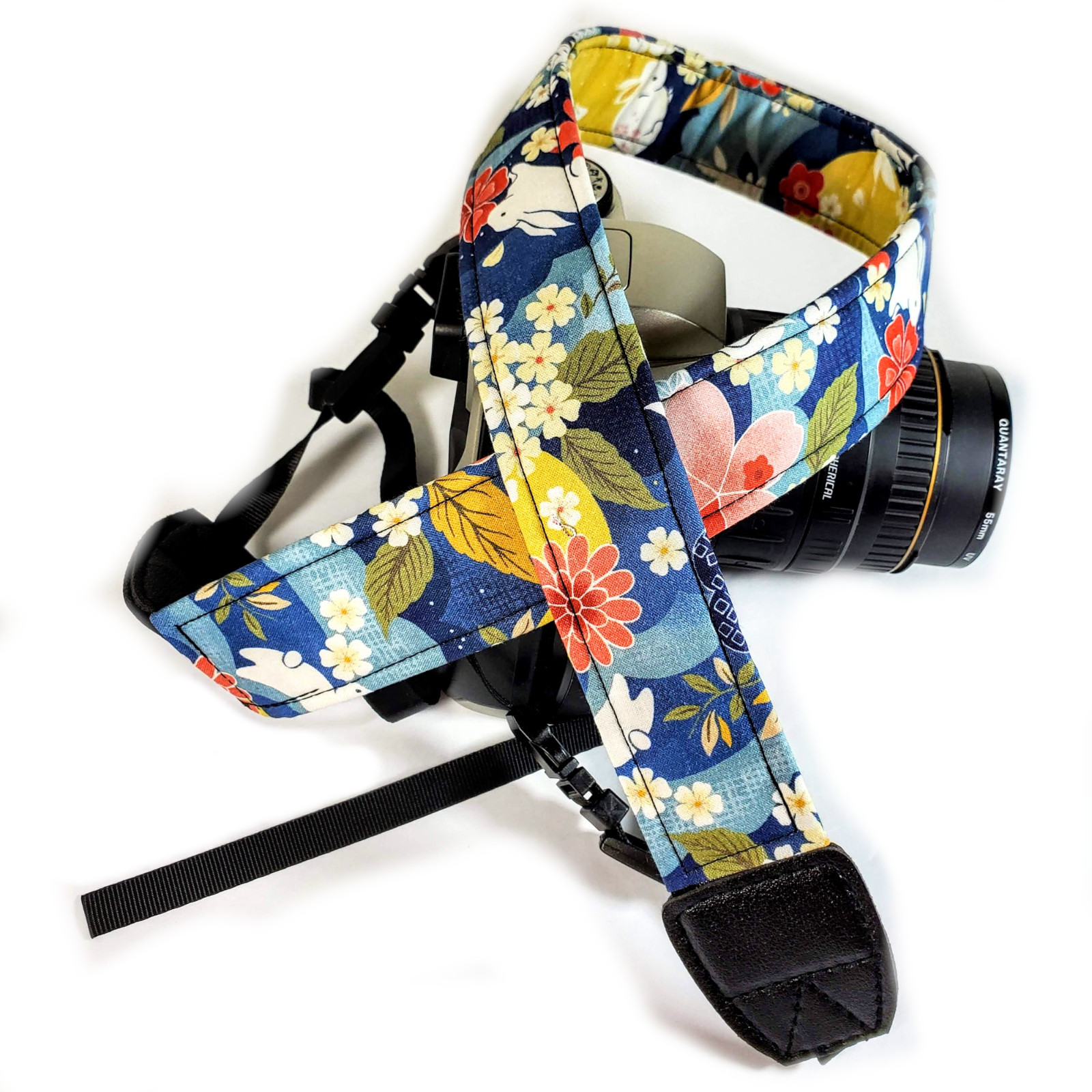 Bunny Floral Camera Strap- Bunny Camera Strap-Double Padded 