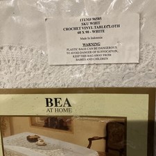 Beautiful NEW Crochet Style Vinyl Tablecloth White Rectangular 60  x90  