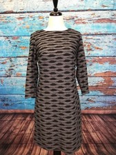 ECI New York Work Womans Dress Sz 8 Black Grey Pattern Long Sleeve A115