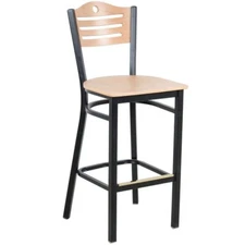 10 PACK Slat Back Metal Restaurant Barstool with Natural Wood Seat and Back