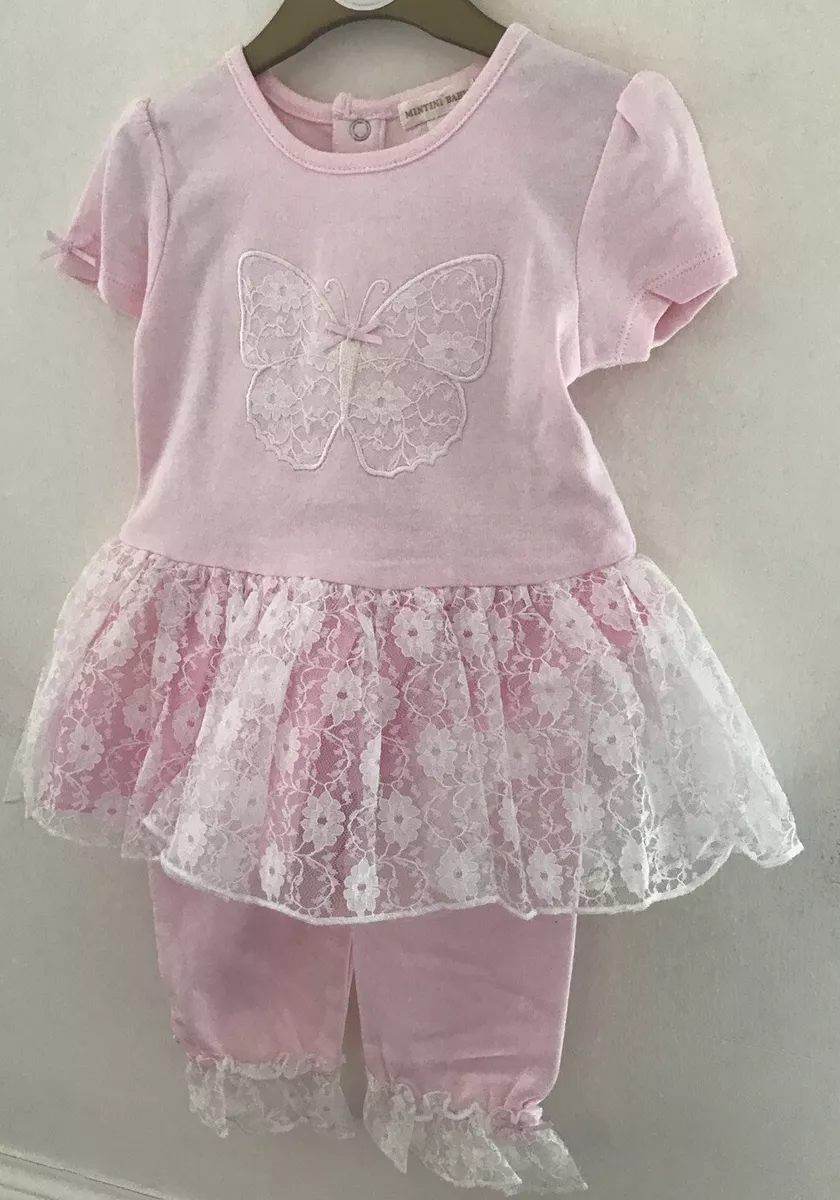Pink Butterfly Lace Dress Bloomers Outfit 12 Months By