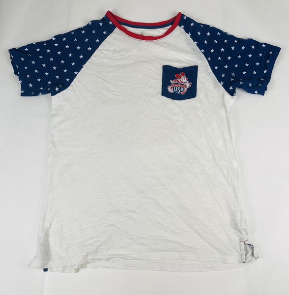 Walt Disney Land USA Mickey Mouse Americana Raglan  T Shirt Size Medium