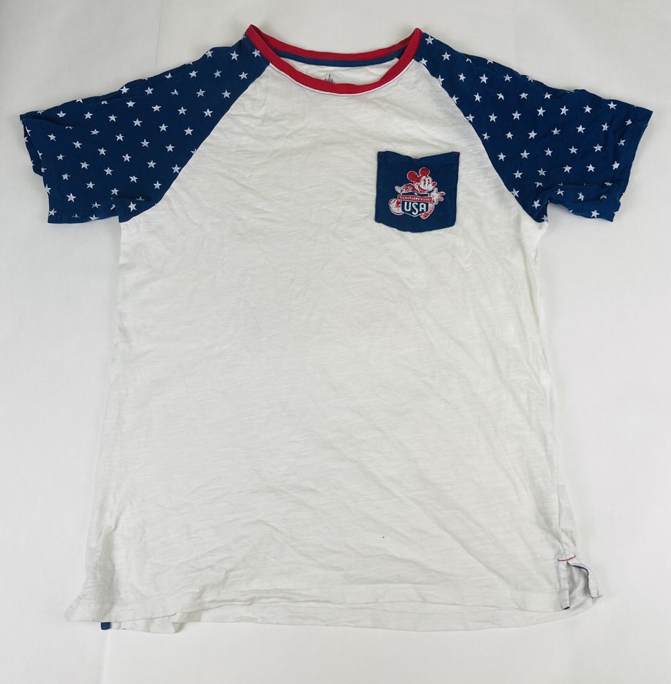Walt Disney Land USA Mickey Mouse Americana Raglan  T Shirt Size Medium