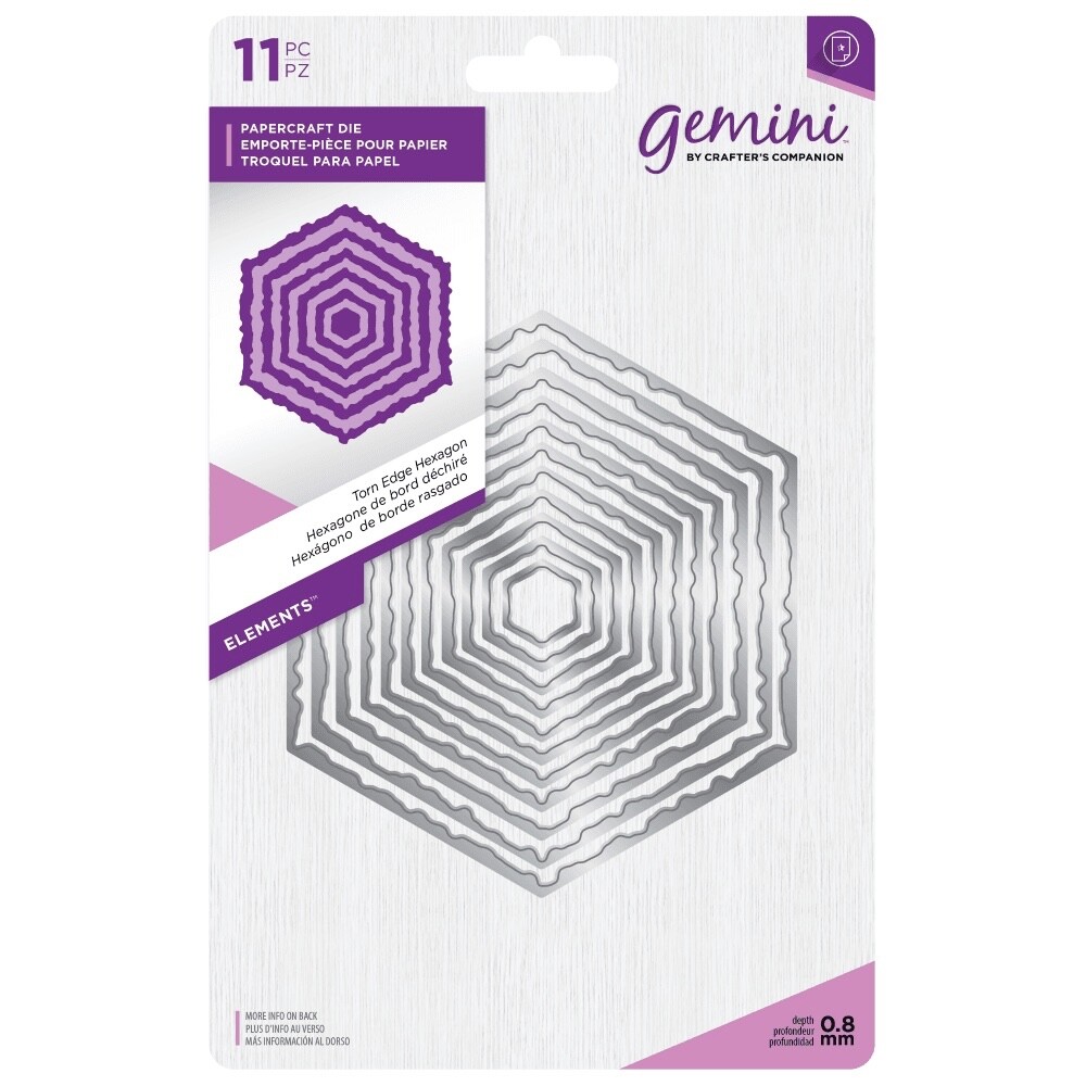 Gemini Torn Edge Distressed Hexagons 11 Pce Nested Die Set Birthday Card Making