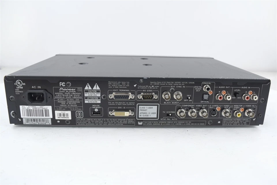Disco reproductor de DVD profesional de nivel de referencia PIONEER DVD-V8000 Foto 3 de 4