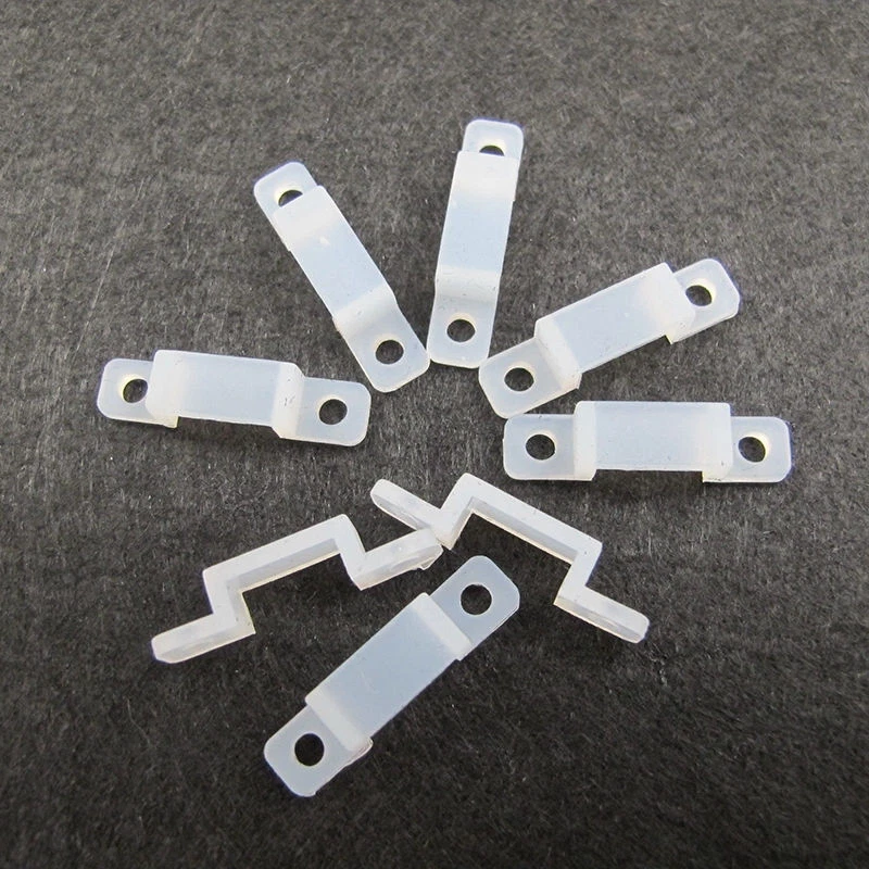 50x LED Strip Mounting Clips 10mm Brackets Holders Plastic Silicone Screw Holes - Image 3 of 4