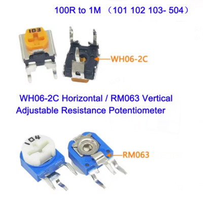 RM063 Vertikal/WH06 Horizontal Variabel Potentiometer Trimmer Widerstand 100R~1M