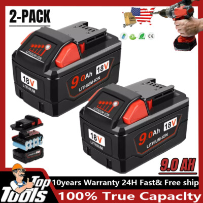 2pcs For Milwaukee For M18 Lithium 9.0AH Extended Capacity Battery 48-11-1890