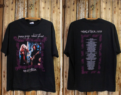 Vintage Jimmy Page & Robert Plant No Quarter Concert T Shirt 1995 Black