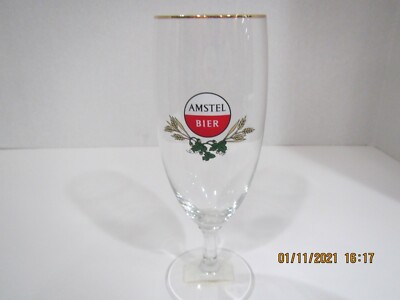#K VINTAGE AMSTEL Bier Beer Glass AMSTEL BIER Glass 6-1/2'' high