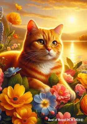 Tabby Orange Cat Springtime Flag