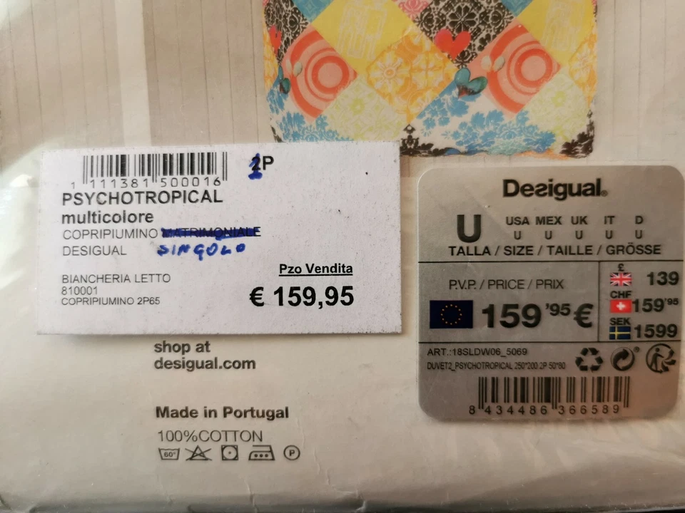 DESIGUAL NUOVO! Parure Copripiumino, Doubleface. Letto SINGOLO 155X200 1 Federa. - Immagine 4 di 4
