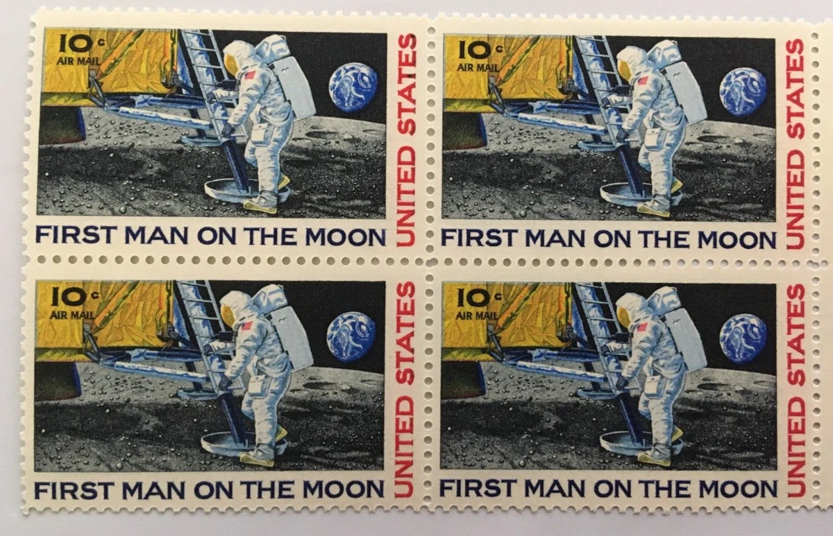 First Man On The Moon Stamp In Apollo Exploration Mission