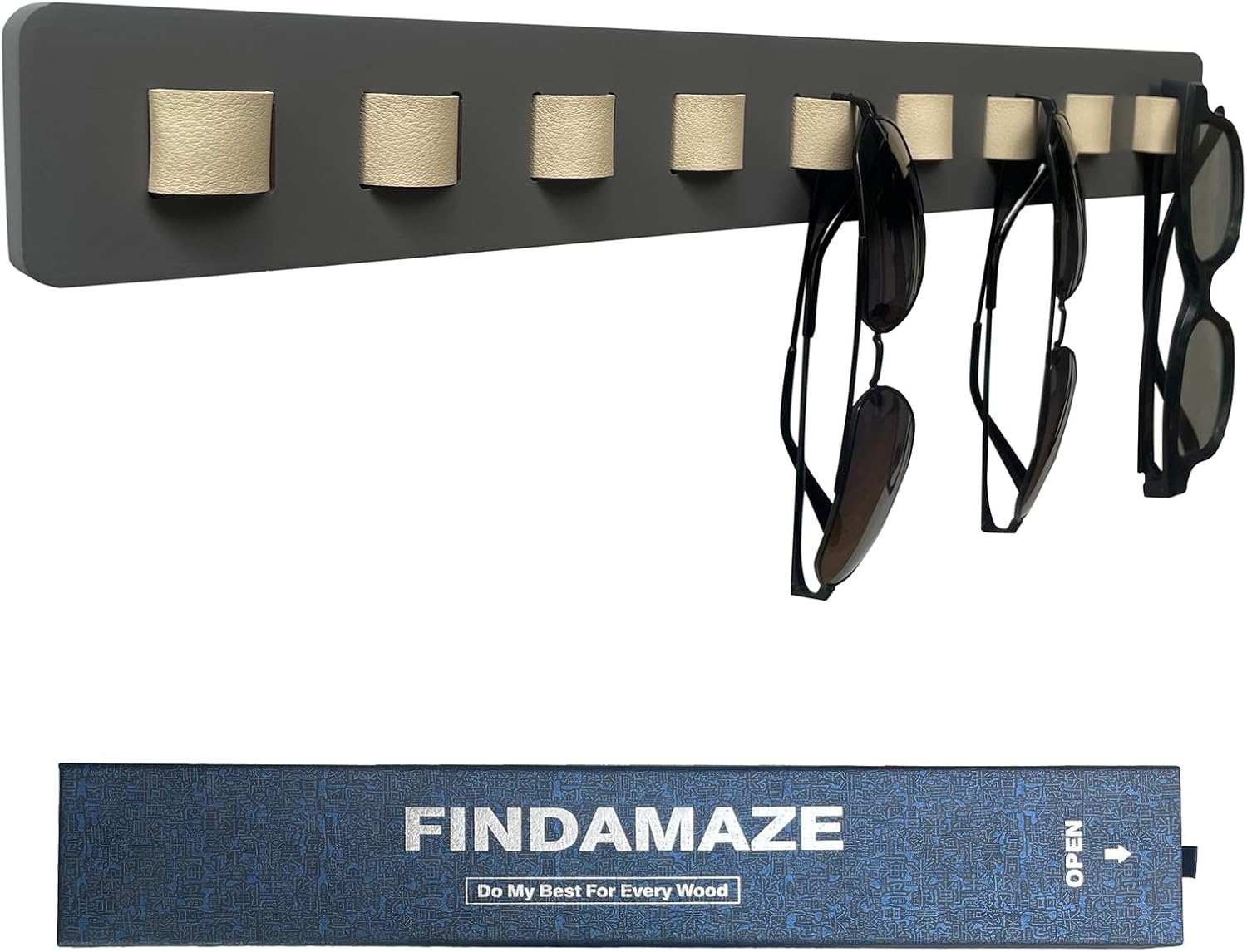 Wall Mounted Wooden Sunglass Organizer for Home Glasses Storage-image