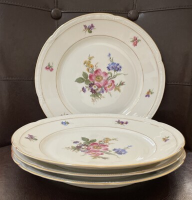 Set of 4 Vintage Zeh Scherzer Bavaria Germany US ZONE Dinner Plates 9 3/4  