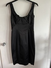 Coast Woman Black Satin Bodycon Dress Size 6 EU34 RRP £145
