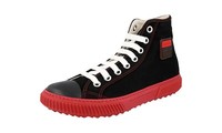 Prada Canvas Stratus High-Top Sneaker - 4T3218 - Schwarz Rot - Neu - 9 43