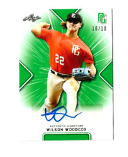 2021 WILSON WOODCOX LEAF PERFECT GAME AUTO GREEN PARALLEL ROOKIE #10/10  MINT