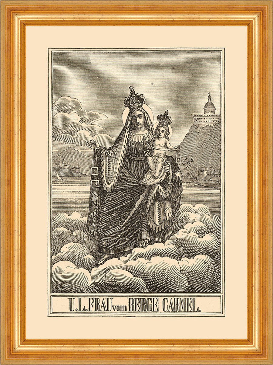 Unsere liebe Frau vom Berge Carmel Karmel Holzstich Sankt A4 1028 Gerahmt
