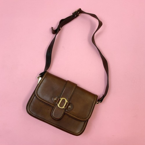 VINTAGE 60s 70s BROWN GOLD LEATHER MOD BOHO MINI SHOULDER BAG - Picture 6 of 6