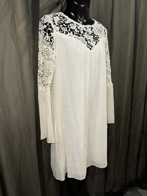 J Gee Womens Dress Plus Creamy Ivory Lace Crinkle Shift Event Party SMALL |  eBay