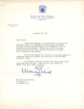 William Cahill Signed Letter 1972 / Autographed Governor of New Jersey