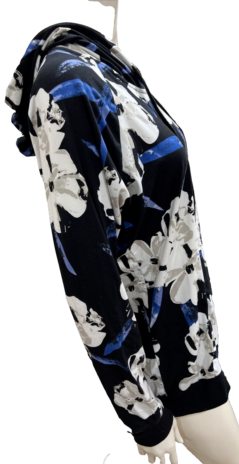 OFF WHITE Felpa con cappuccio LILDY donna blu nero avorio floreale super morbida in ottime condizioni