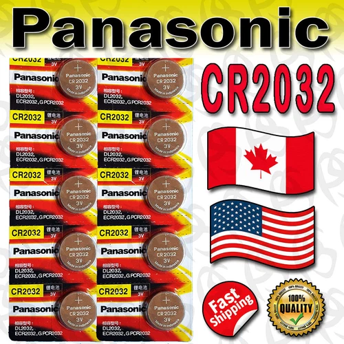 10 Pcs Panasonic CR2032 button cell Lithium battery  3.0V, Exp. 2028
