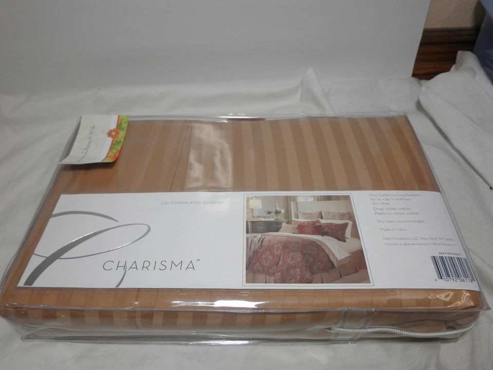 Nueva FALDA CAMA CHARISMA PAXTON RAYAS TOPO California Cal King 72x84 NUEVA EN PAQUETE Foto 2 de 4