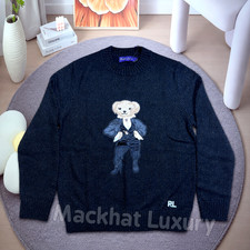 Bid Now POLO RALPH LAUREN Women s Medium Black Holiday Polo Bear Sweater
