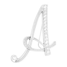 Letter Brooch Pins, Letter A Rhinestone Brooches Lapel Pin, Silver Tone
