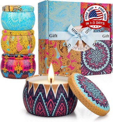 4X Velas Soja Natural Con Aromas Florales Para Viajes, Baño, Yoga, Decoración
