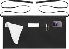 Server Apron for Men Women, Waitress Waist Apron, Black 1/3/12 Packs