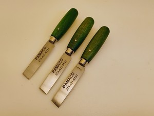 USA set (3) 3-inch Square Tip Blade Utility Craft Workshop Knives Wood Handles