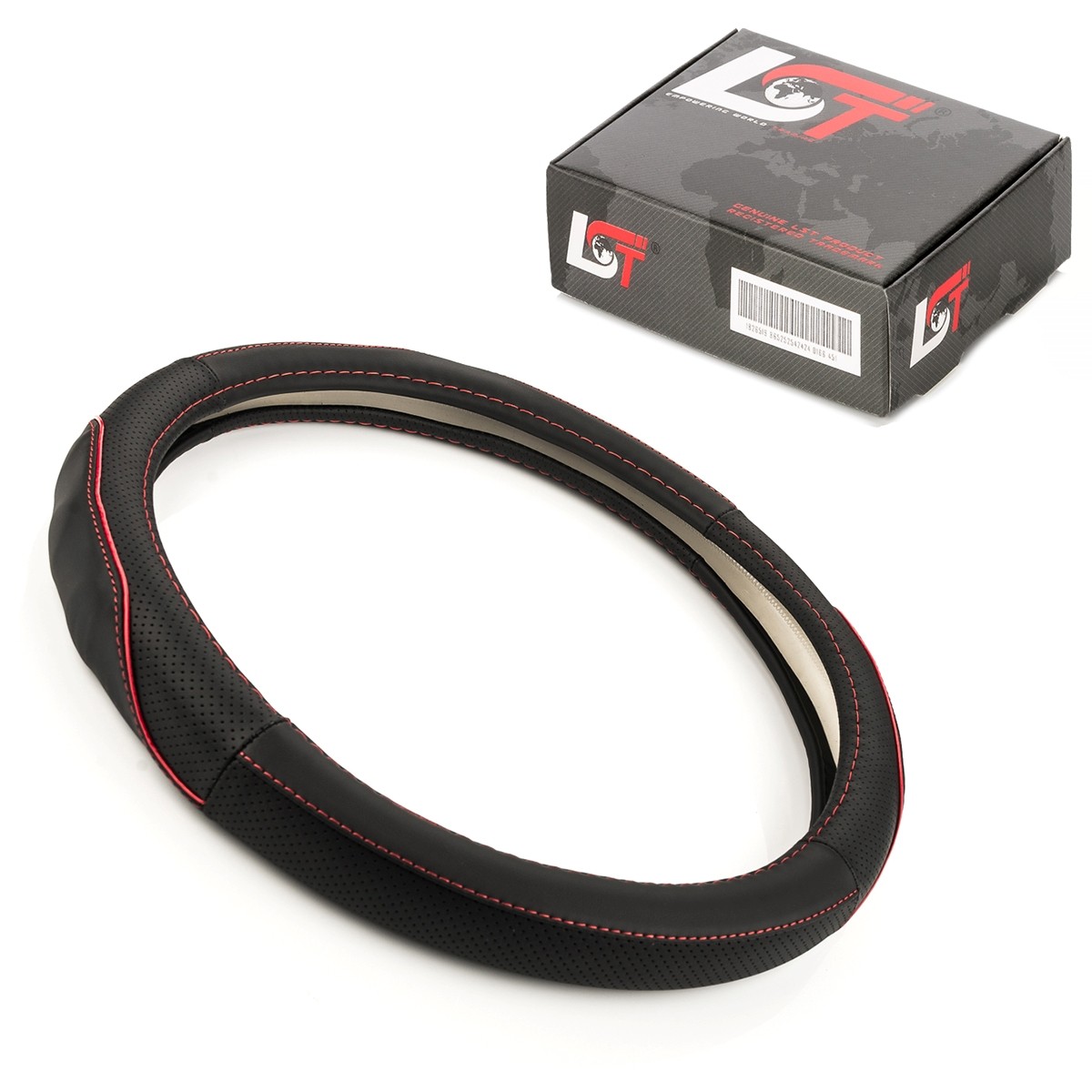 Steering Wheel Cover Ø 38x9cm Anthracite Red for PEUGEOT